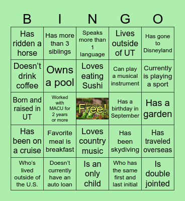 Find A Farmer Who... Bingo Card