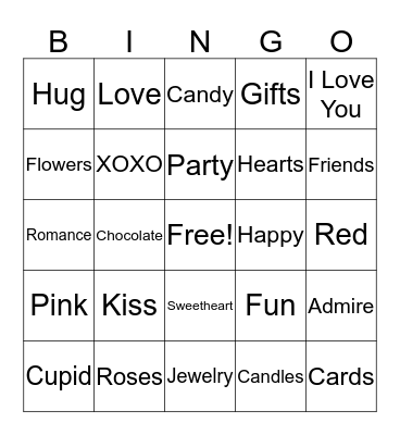 Valentine's Day Bingo  Bingo Card