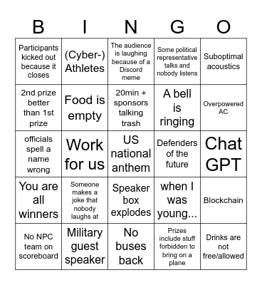 IC3 2023 ceremony Bingo Card