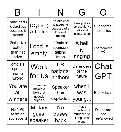 IC3 2023 ceremony Bingo Card