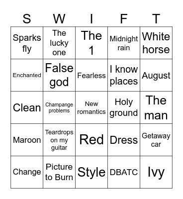 Bingo Swiftie flor Bingo Card