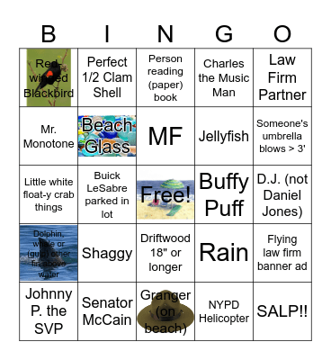 BEACH BINGO Card