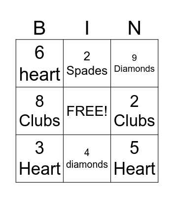 Playing Card Bingo Card