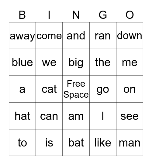 Word Bingo! Bingo Card