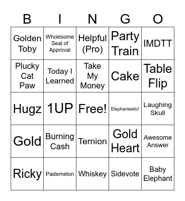 Reddit Awards Bingo Card