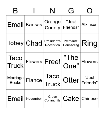 Janet's Shower Bingo Card