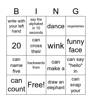Can you....? Bingo Card