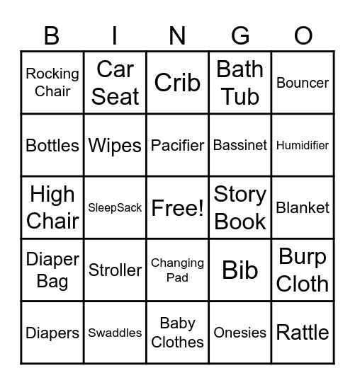 Baby Bingo Card