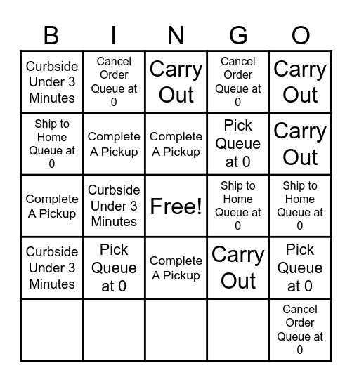 Bingo Warehouse Bingo Card