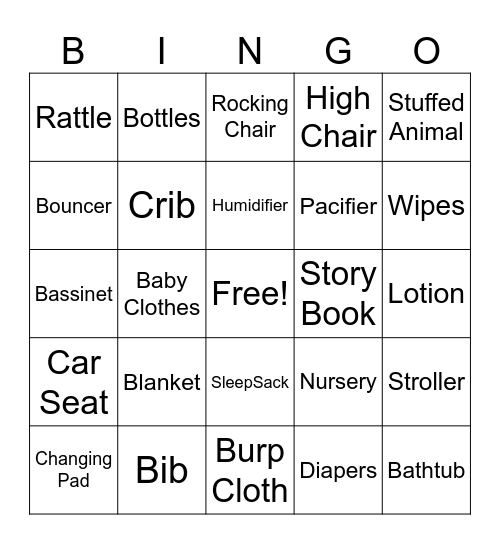 O’Leary Baby Bingo Card