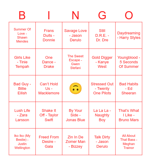 Muziekbingo Card