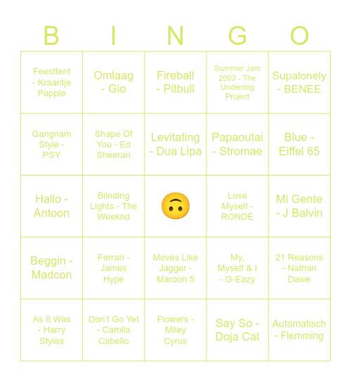 Muziekbingo Card