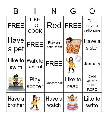 ABOUT US Bingo Card