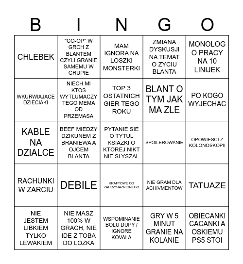 BLANTMAN BINGO Card