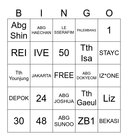 WONY Bingo Card