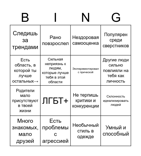 Теру кинни бинго Bingo Card