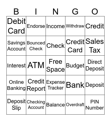 BANKING 101 BINGO Card