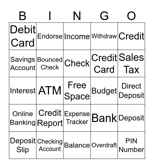BANKING 101 BINGO Card