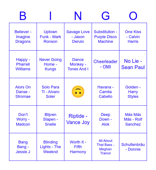 Muziekbingo Card