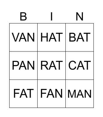 ALPHABET PHONICS, WEEK 11 Bingo Card