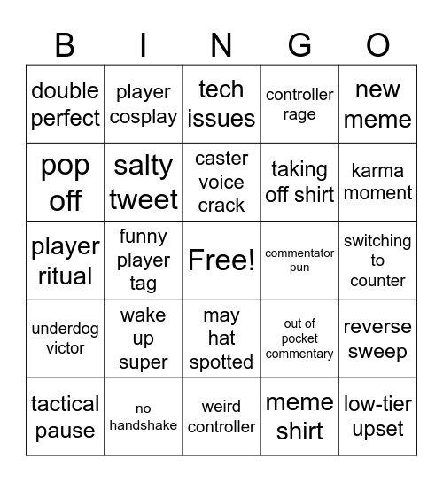 LAPPY 2023 EVO Bingo Card