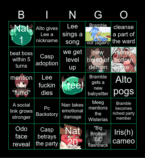 Reaping Rotten Reeds: Session 4 Bingo Card