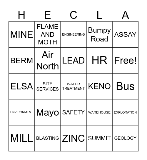 HECLA BINGO Card