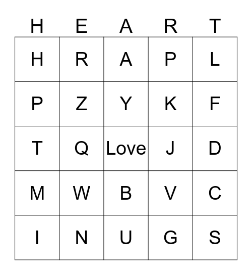 Valentine's Bingo Card