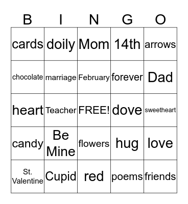 VALENTINE BINGO Card