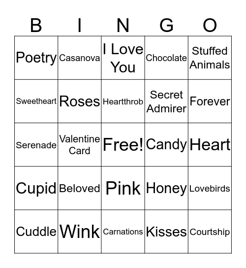 Valentine Bingo Card