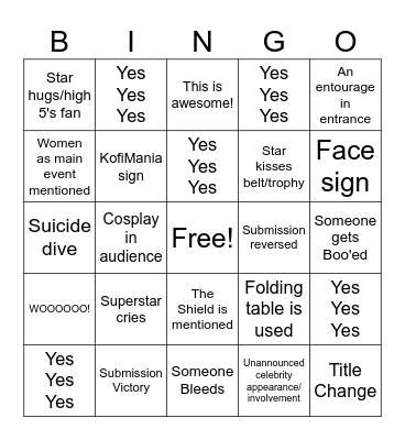 Wrestlemania BINGO Card