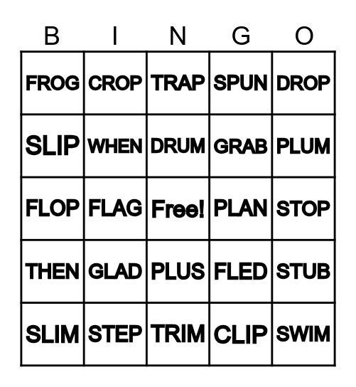 CCVC BINGO- MIXED VOWEL WORDS Bingo Card