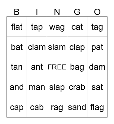 SHORT A Bingo Card