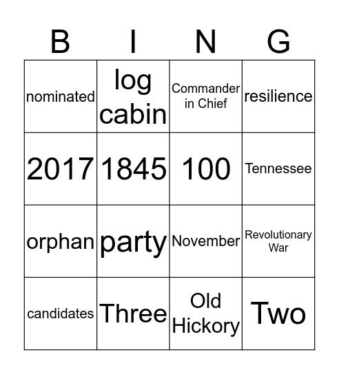 President Bingo Card