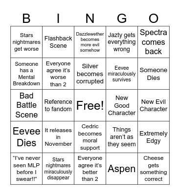 Eeveelution Quest Episode 3 Bingo Card