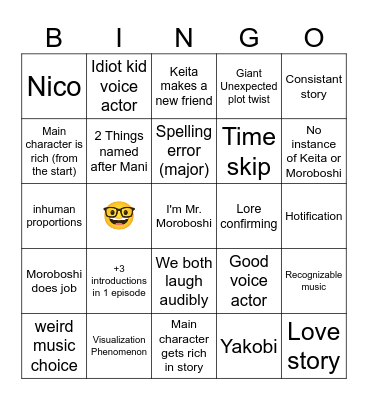 Mani Mani People Bingo Card