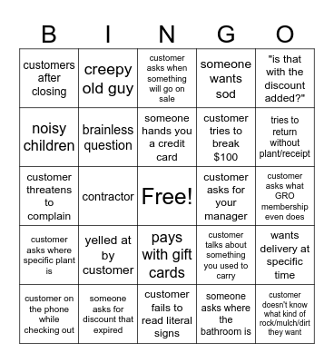 Otten Bros Cashier Bingo Card