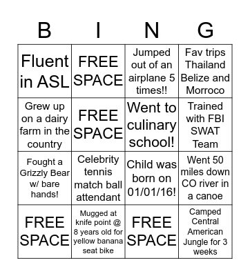 People BINGO Card