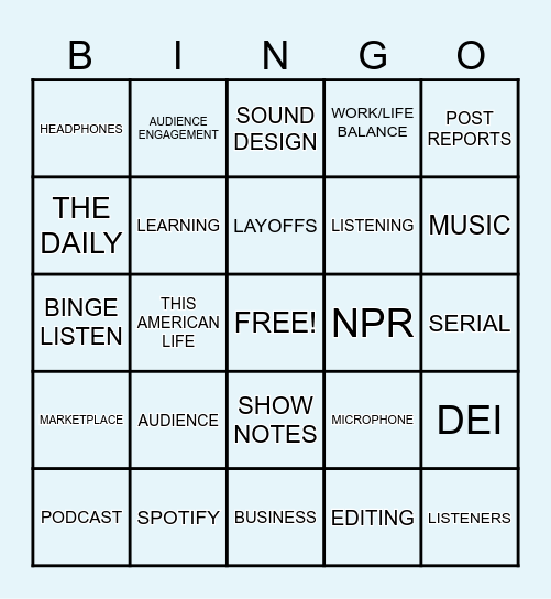 WOMEN IN PODCASTING BINGO Card