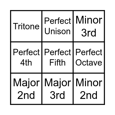 Intervals Bingo Card