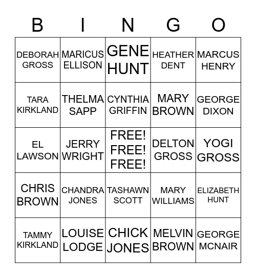 A SPECIAL OCCASION Bingo Card