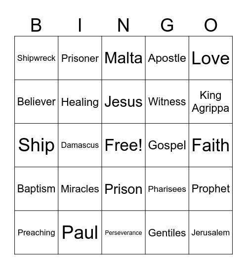 Acts Bingo Card