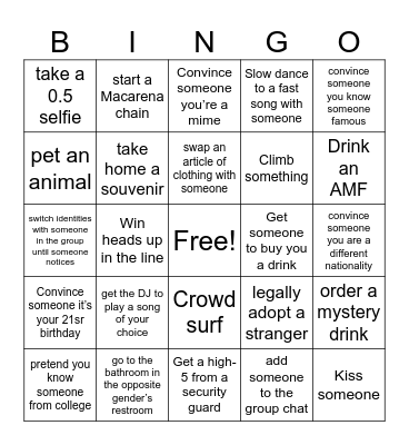 VICTORIAN NIGHT OUT Bingo Card