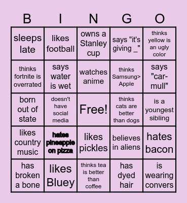 Find someone who... Bingo Card