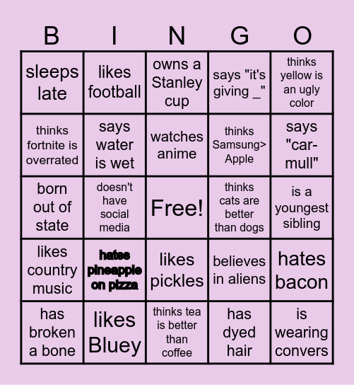 Find someone who... Bingo Card