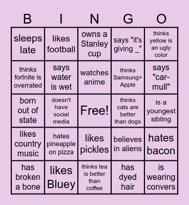 Find someone who... Bingo Card