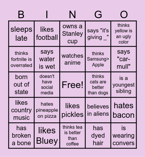 Find someone who... Bingo Card