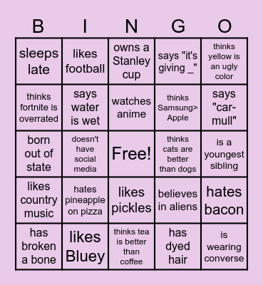 Find someone who... Bingo Card