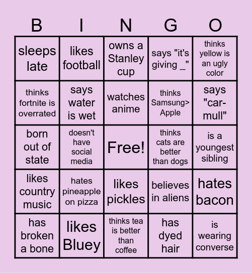 Find someone who... Bingo Card