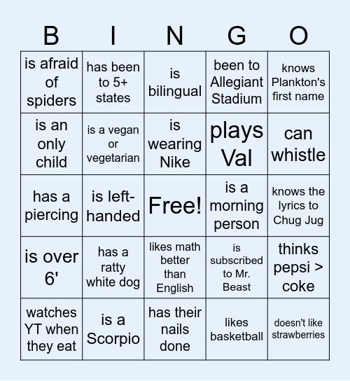 Find someone who... Bingo Card